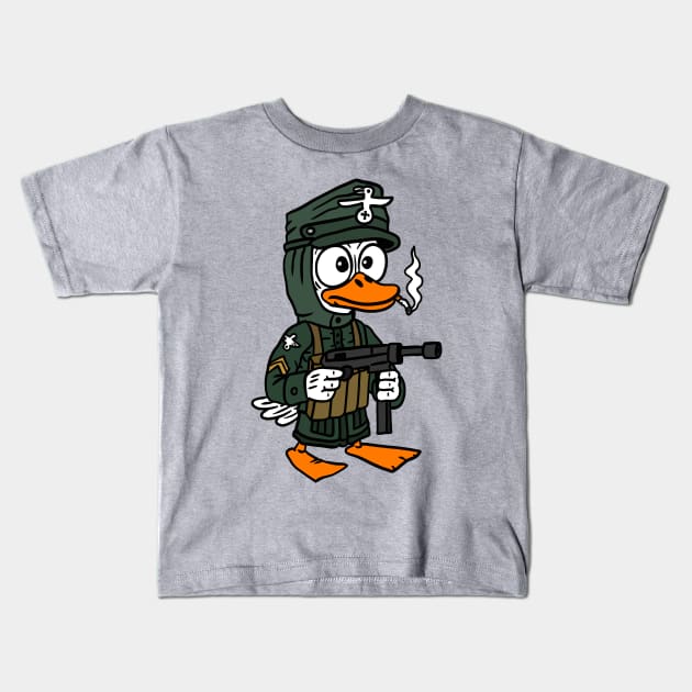 ww2 duck cartoon. cute kawaii scared german soldier. Kids T-Shirt by JJadx